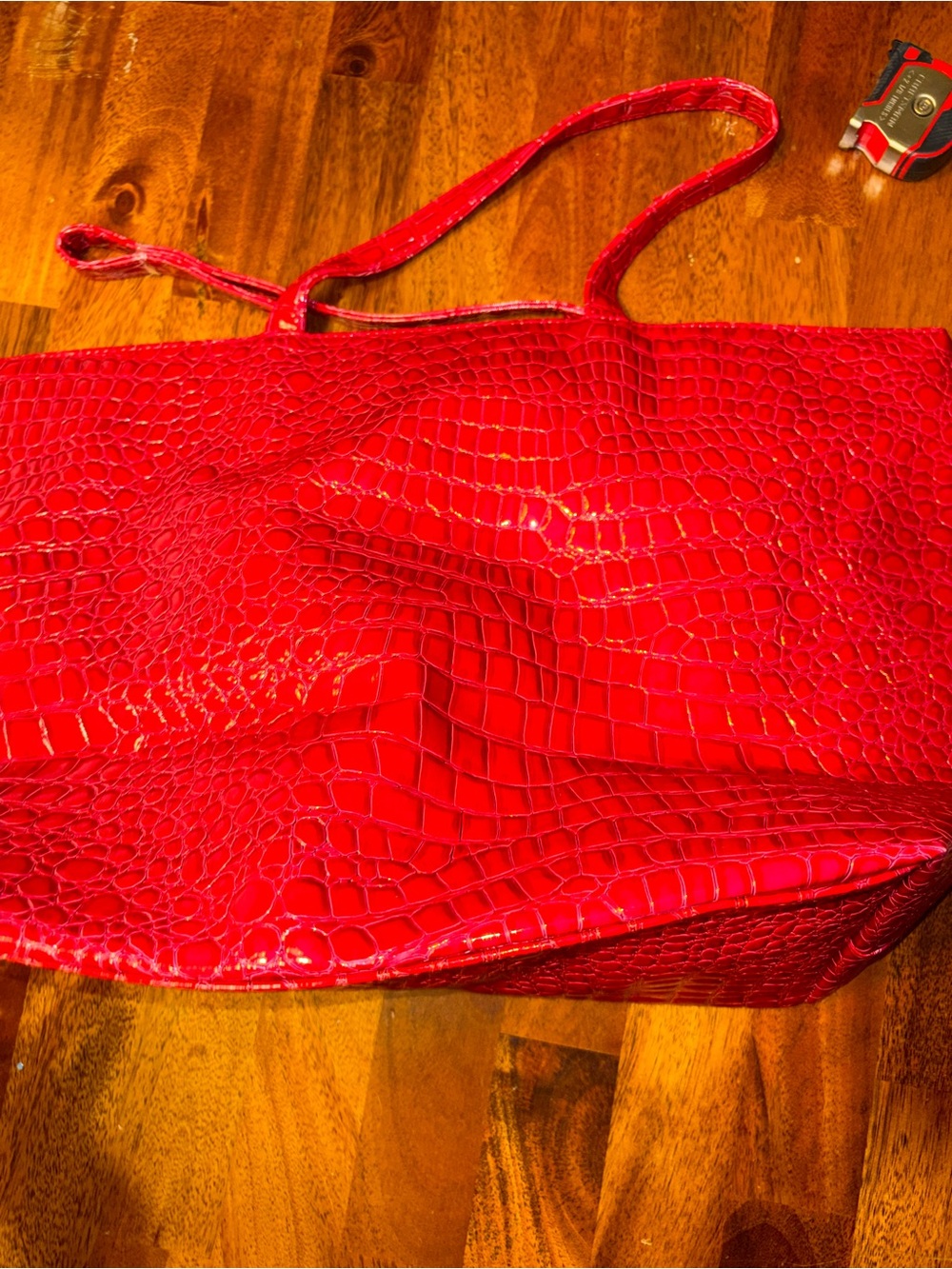 Vintage Bath & Body Works Red Croc-Embossed Tote NWOT